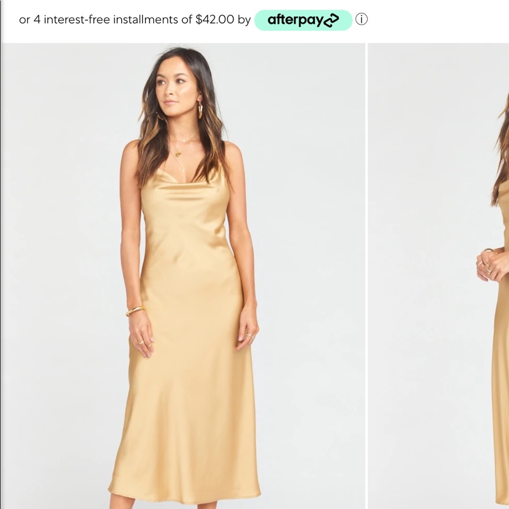 Show Me Your MuMu gold silk dress with tag